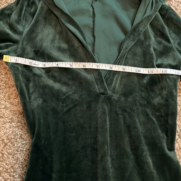 Fashion Nova velour mini dress collared velvet like size xs green sleeves long - Picture 7 of 9